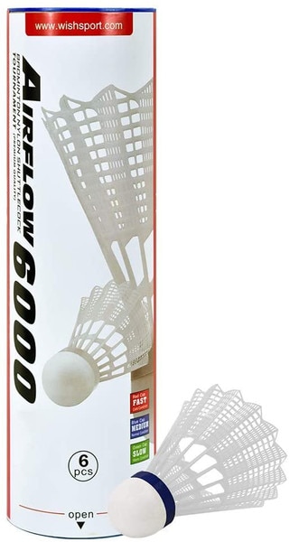 Airflow 6000 Badminton Tournament Shuttlecock (6pk): Tube with Birdie